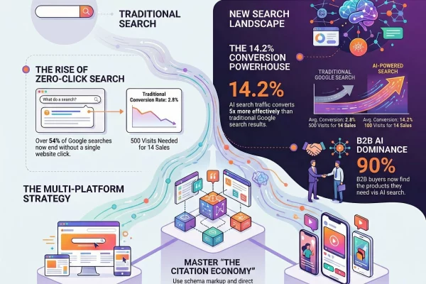 An overview of the impact of AI search and social media selling.