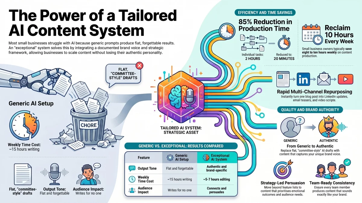 Infragraphic showing what an exceptional AI powered content system can do